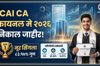 ICAI CA फायनल मे २०२६ निकालाची घोषणा: टॉपर नूर सिंगला (८३.१७% गुण) चे इन्फोग्राफिक, उत्तीर्णतेची टक्केवारी आणि सीए टोपरसह डिजिटल बॅनर.