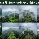 "यंदा पावसाळ्यात ही ठिकाणे नक्की पहा, मिळेल अप्रतिम अनुभव!" असे शीर्षक असलेले वेगवेगळ्या निसर्गरम्य प्रदेशातील हिरवळ व धुक्याचे कोलाज प्रकारातील चित्र, "नक्की वाचा" या कॉल टू एक्शन बटन सह.